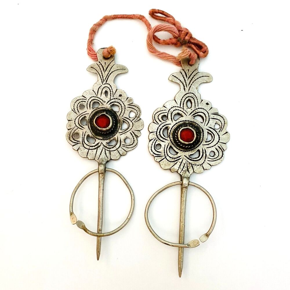 Pair of Algerian Berber Silver Cloak Pins or Fibulae SAHARAN AFRICA Berber Art